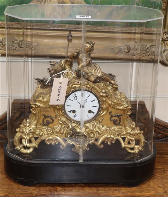 A 19th century French gilt metal figural mantel clock